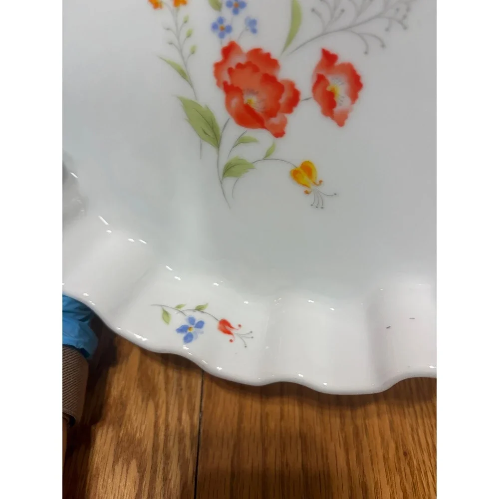 Hearthside Bake N Serve 9 Inch Quiche Dish Fine Porcelain Floral Poppy Japan